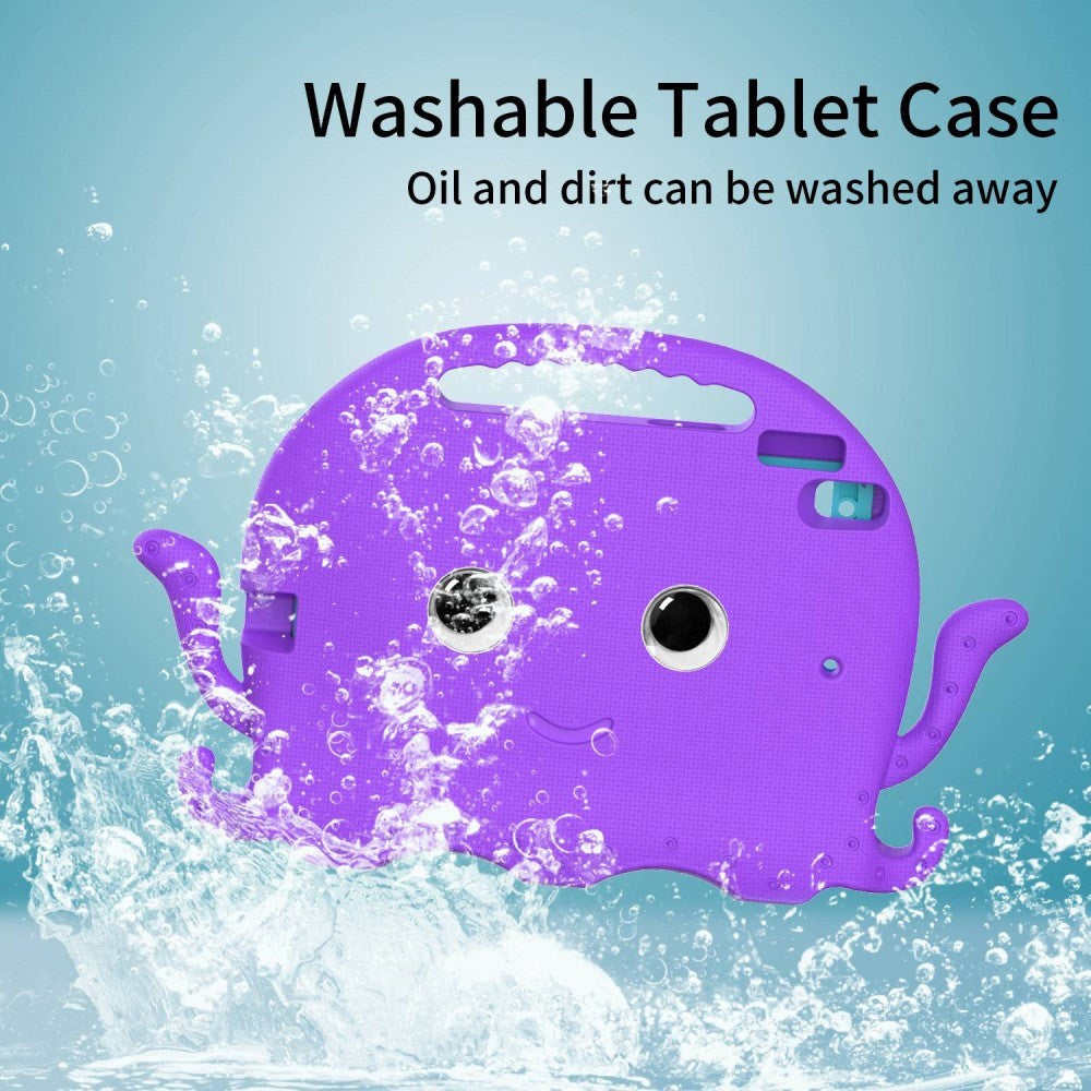 iPad 10.2" (2021 / 2020 / 2019) / iPad Pro 10.5 / iPad Air (2019) EVA Children's cover with Shoulder Strap - Octopus Theme - Purple