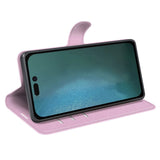 iPhone 14 Pro Max Litchi Leather Flip case with Card Holder and Magnetic Close - Light Pink