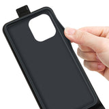 iPhone 14 Pro vertical Flip Leather Case w. Card Holder - Black