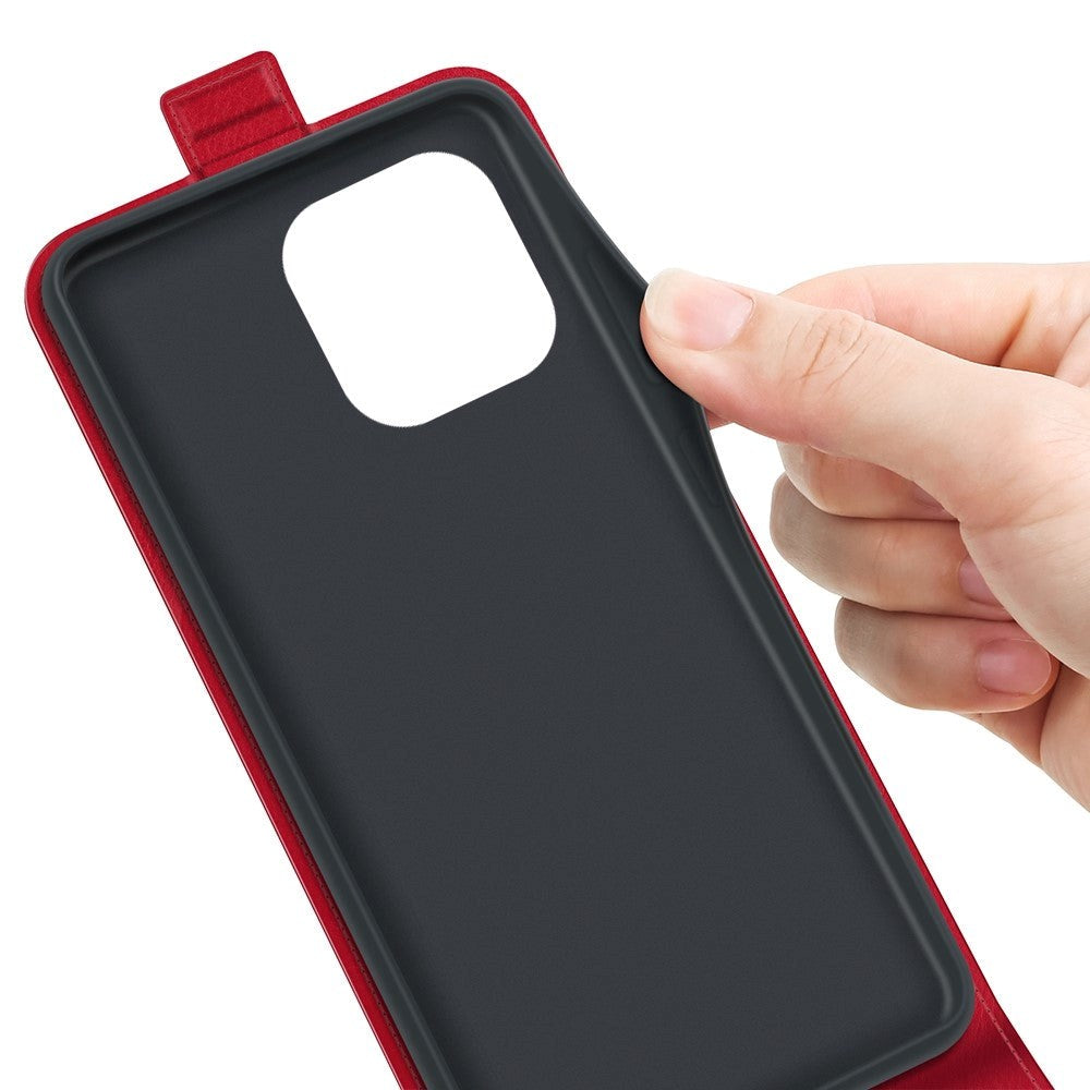 iPhone 14 Pro vertical Flip Leather Case w. Card Holder - Red