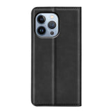 iPhone 14 Pro Leather Wallet Flip Case & Magnetic Lock - Black