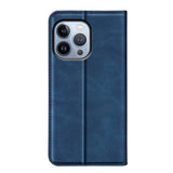 iPhone 14 Pro Leather Wallet Flip Case & Magnetic Lock - Blue