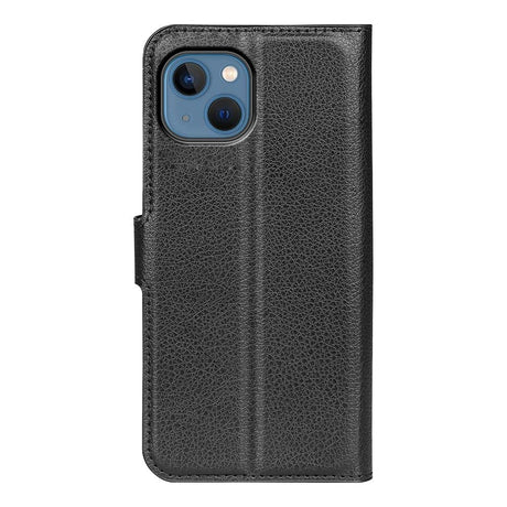 iPhone 14 PU Litchi Leather Flip Case with Wallet & Stand Function - Black