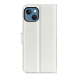 iPhone 14 PU Litchi Leather Flip Case with Wallet & Stand Function - White