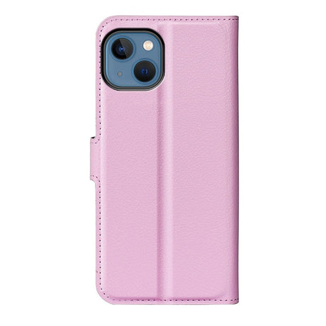 iPhone 14 PU Litchi Leather Flip Case with Wallet & Stand Function - Pink