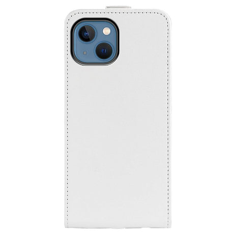 iPhone 14 Vertical Flip Leather Case w. Card Holder - White