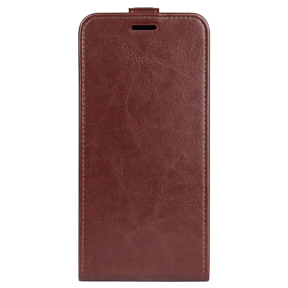 iPhone 14 Vertical Flip Leather Case w. Card Holder - Brown