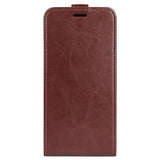 iPhone 14 Vertical Flip Leather Case w. Card Holder - Brown