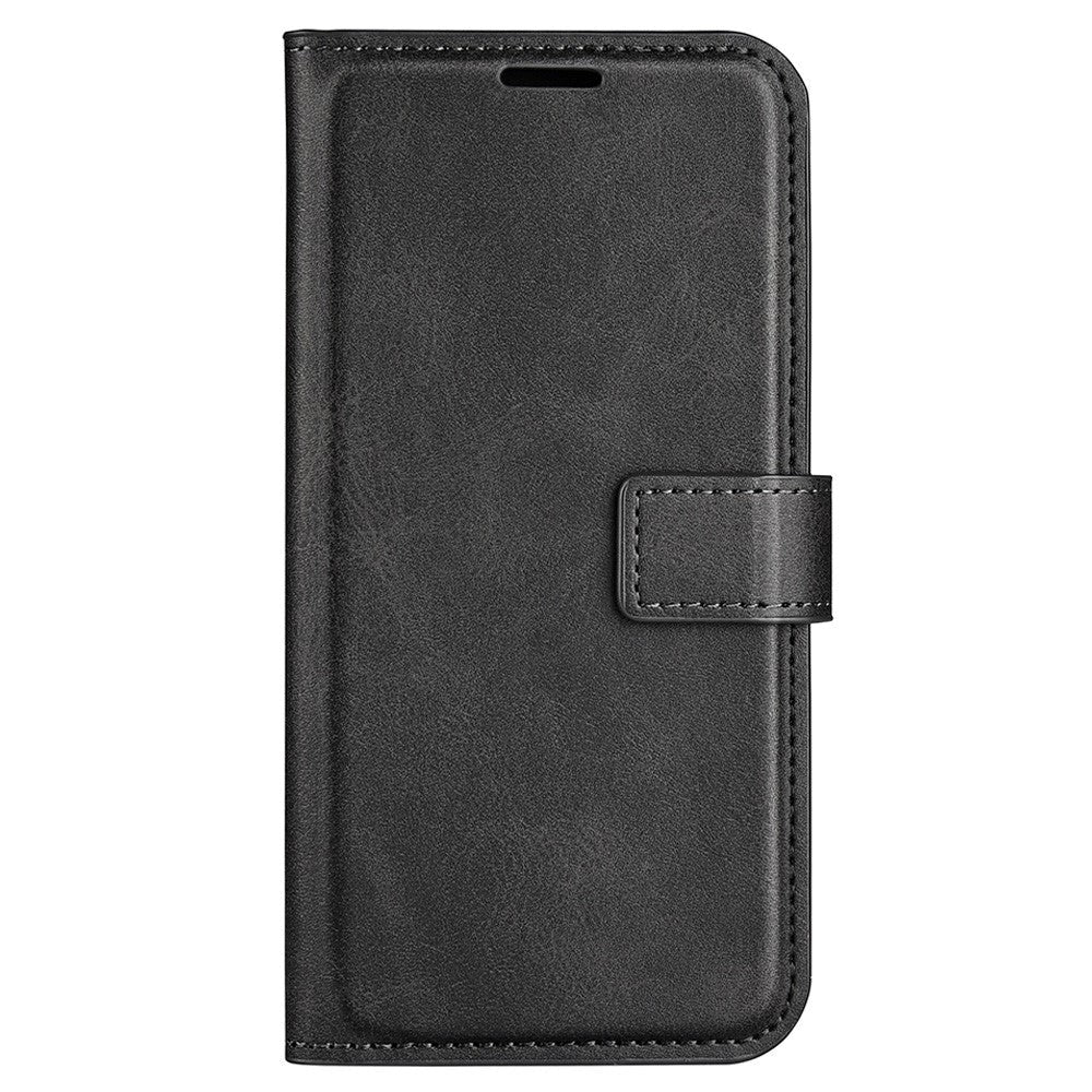 iPhone 14 Plus Leather Cover w. Card Holder & Magnetic Closure - Black