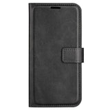 iPhone 14 Plus Leather Cover w. Card Holder & Magnetic Closure - Black