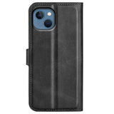 iPhone 14 Plus Leather Cover w. Card Holder & Magnetic Closure - Black