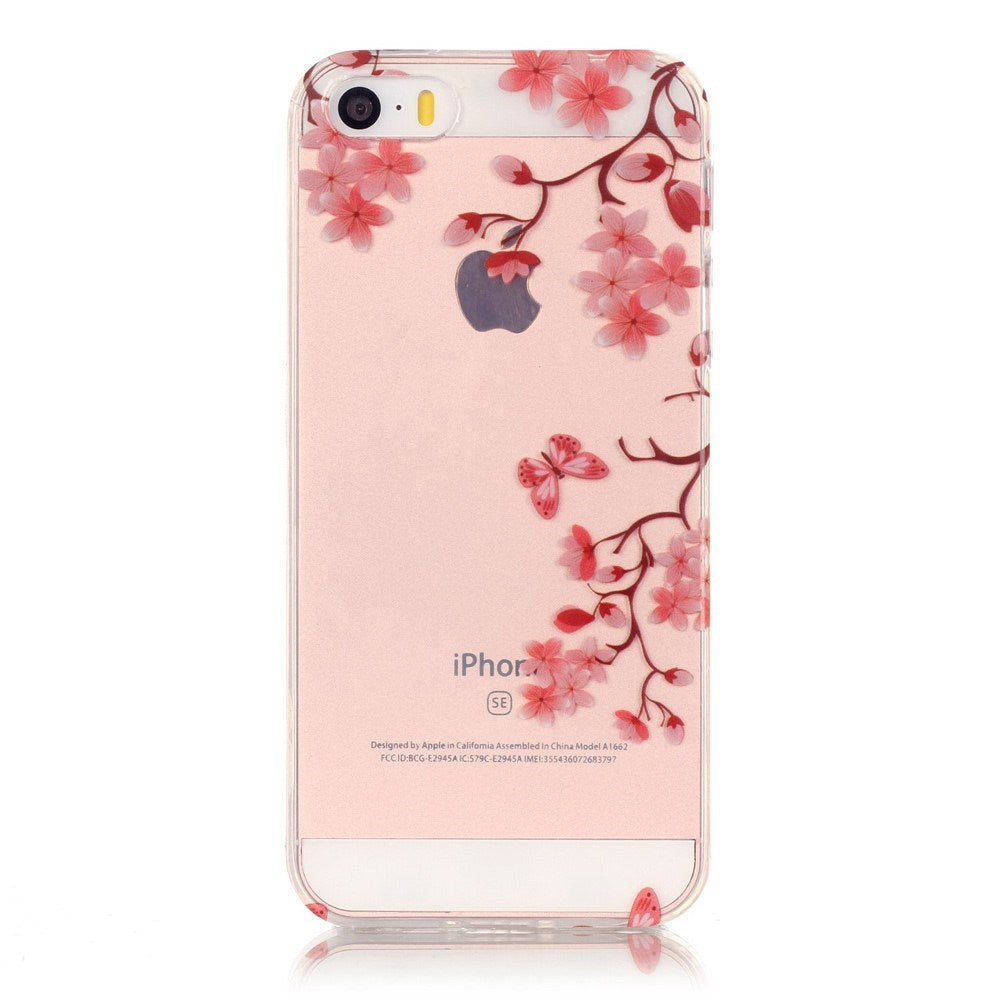 EIDERWOOD iPhone SE / 5 / 5s Flexible Plastic Case w. Print - Flowers and Butterflies