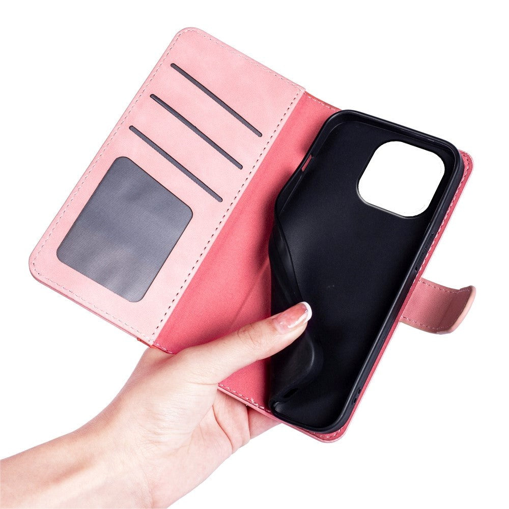 iPhone 14 Plus Leather Flip case with Card Holder - Red / Pink