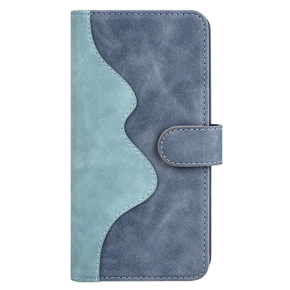 iPhone 14 Multicolored Leather Flip case with Card Holder - Blue / Grey