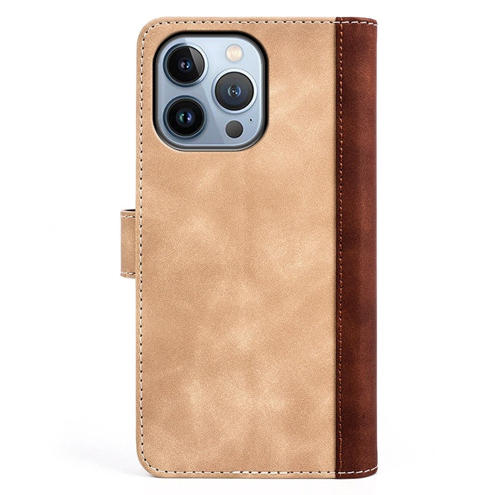 iPhone 14 Pro Multicolored Leather Flip case with Card Holder - Dark / Light Brown