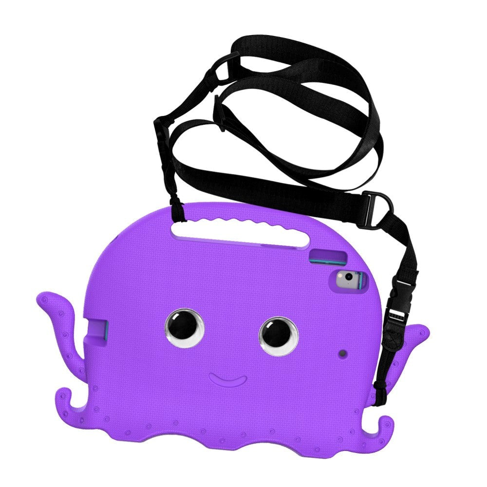 iPad (2018) / iPad (2017) / iPad Air 2 / iPad Pro 9.7" EVA Children's cover with Shoulder Strap - Octopus Theme - Purple