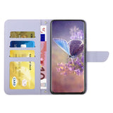 iPhone 14 Pro Max Wallet Case w. Strap - Butterfly Engraving - Purple