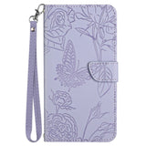 iPhone 14 Pro Max Wallet Case w. Strap - Butterfly Engraving - Purple