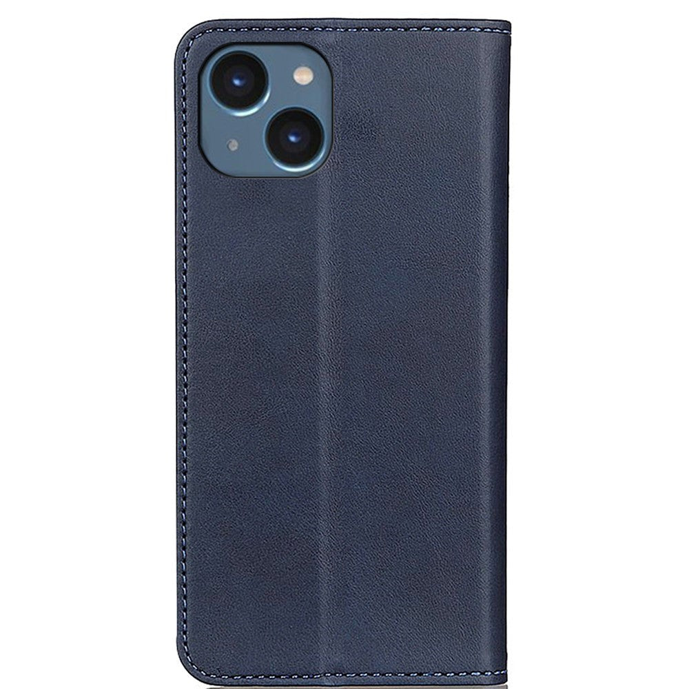 iPhone 14 Leather Wallet Case & Magnetic Lock - Blue