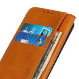 iPhone 14 Leather Wallet Case & Magnetic Lock - Light Brown