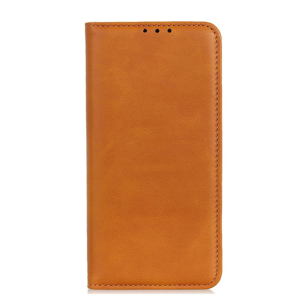 iPhone 14 Leather Wallet Case & Magnetic Lock - Light Brown