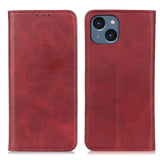 iPhone 14 Leather Wallet Case & Magnetic Lock - Red