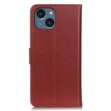 iPhone 14 Leather Case w. Magnetic Lock & Wallet - Brown