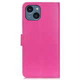 iPhone 14 Leather Case w. Magnetic Lock & Wallet - Pink