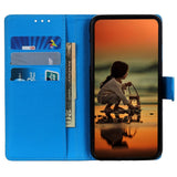 iPhone 14 Pro Litchi Leather Wallet Case & Magnetic Lock - Blue