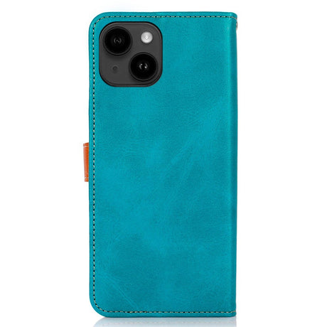 iPhone 14 Plus Khazneh Leather Flip Case with Wallet & Card Holder - Blue