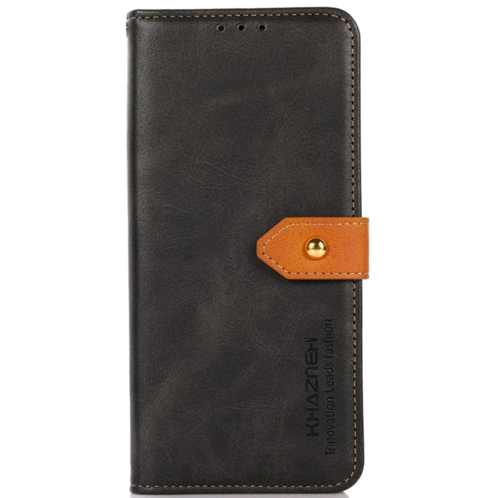 iPhone 14 Pro Khazneh Leather Flip Case with Wallet & Card Holder - Black