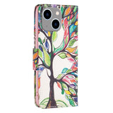 iPhone 14 Plus Leather Wallet Case & Print - Colorful Tree