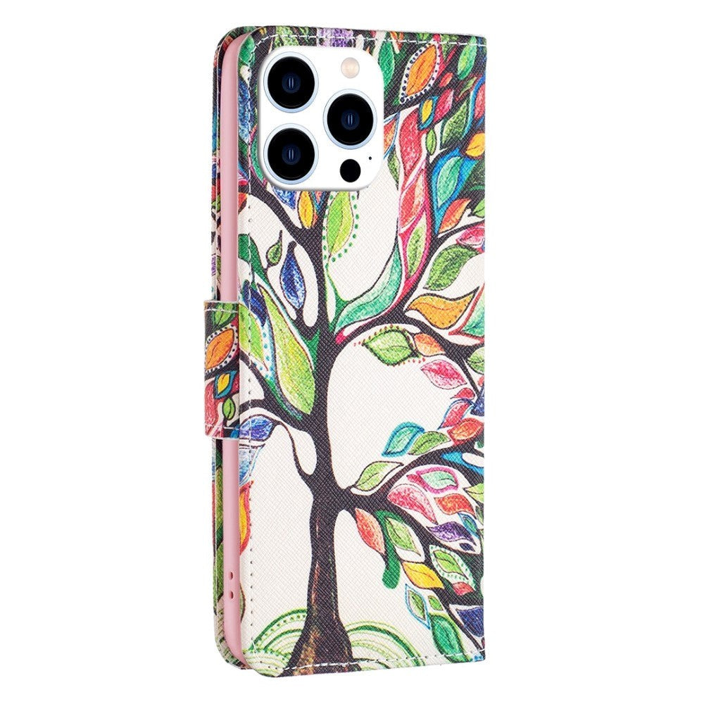 iPhone 14 Pro Leather Wallet Case & Print - Colorful Tree