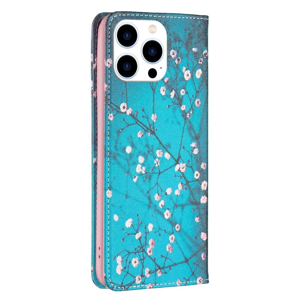 iPhone 14 Pro Leather Wallet Case & Stand Mode - Flowering