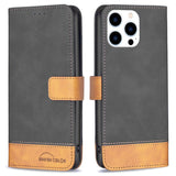 iPhone 14 Pro Soft Leather Flip Case with Wallet & Brown Bottom - Black