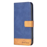 iPhone 14 Pro Soft Leather Flip Case with Wallet & Brown Bottom - Blue