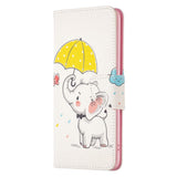 iPhone 14 Pro Leather Wallet Case - Umbrella & Elephant