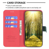 iPhone 14 Pro Matte Leather Wallet Case & Magnetic Lock - Red