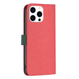 iPhone 14 Pro Matte Leather Wallet Case & Magnetic Lock - Red