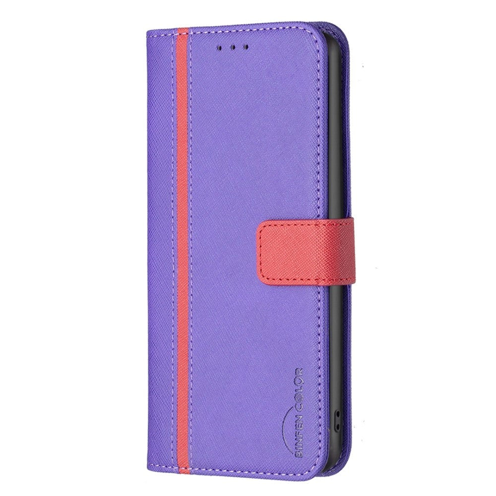 iPhone 14 Pro Matte Leather Wallet Case & Magnetic Lock - Purple