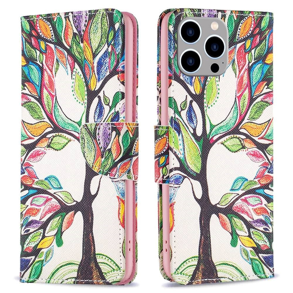 iPhone 14 Pro Max Leather Wallet Case & Print - Colorful Tree