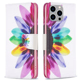 iPhone 14 Pro Max Leather Wallet Case & Print - Coloured Flower