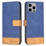 iPhone 14 Pro Max Soft Leather Flip Case with Wallet & Brown Bottom - Blue