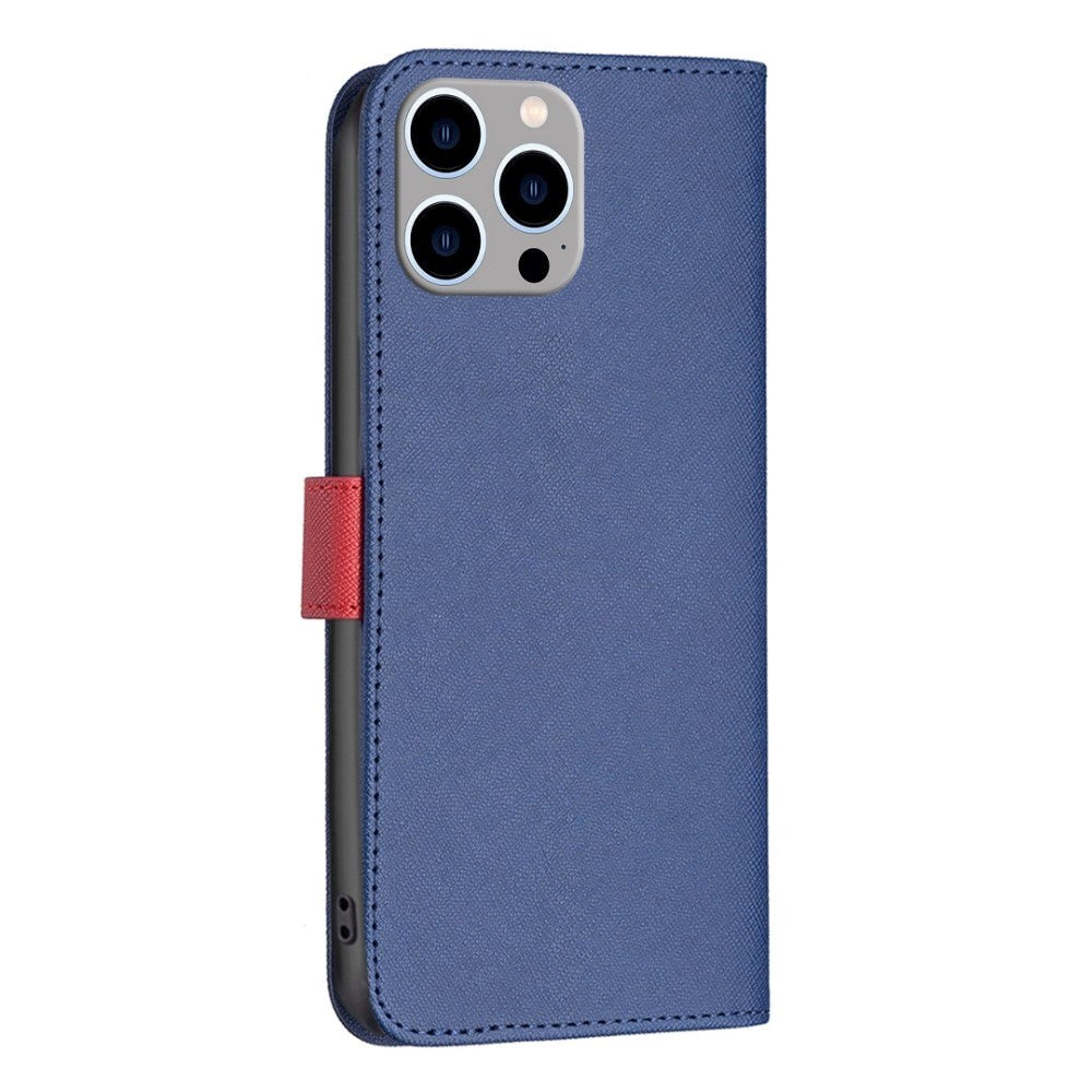 iPhone 14 Pro Max BINFIN Matte Leather Wallet Case & Magnetic Lock - Blue