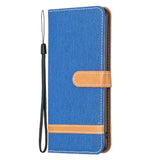 iPhone 14 Pro Max Leather Flip Case with Horizontal Stripe - Dark Blue