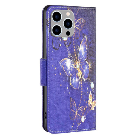 iPhone 14 Pro Max Leather Wallet Case - Purple Butterflies