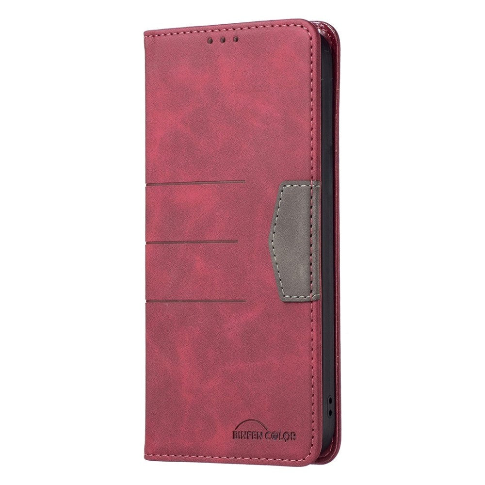 iPhone 14 Pro Max Soft Leather Wallet Case - Horizontal Lines - Red