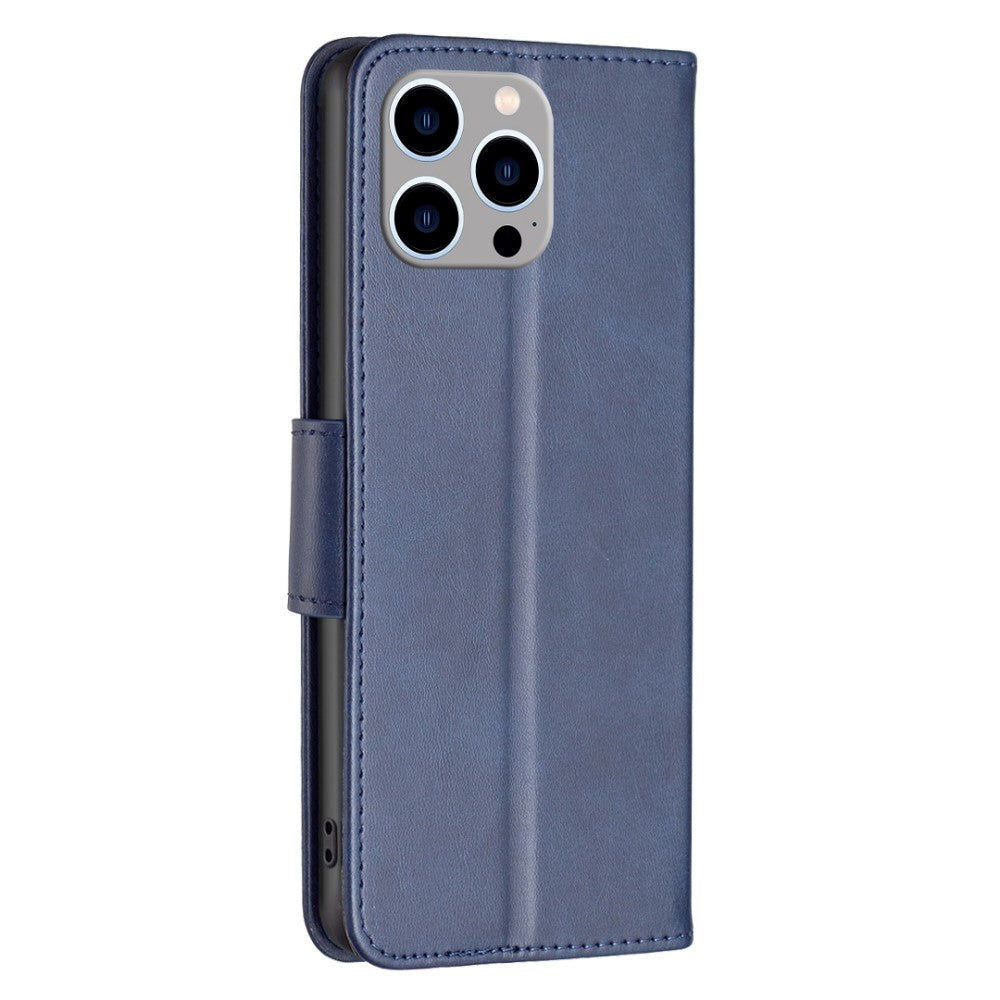 iPhone 14 Pro Max Faux Leather Wallet Case & Strap - Blue