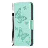 iPhone 14 Pro Max BINFIN Leather Wallet Case & Strap Butterfly - Green