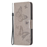 iPhone 14 Pro Max BINFIN Leather Wallet Case & Strap Butterfly - Grey